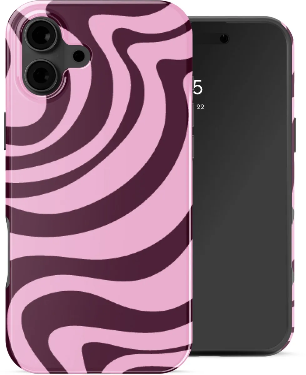 Selencia Hoesje iPhone 16 Wavy Swirl Pink Plum