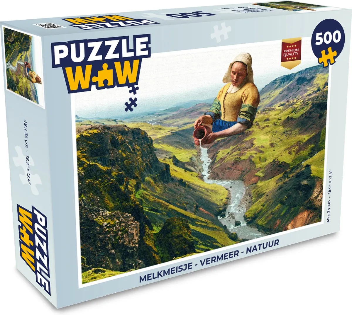 PuzzleWow Melkmeisje Vermeer Legpuzzel 500 Stuks