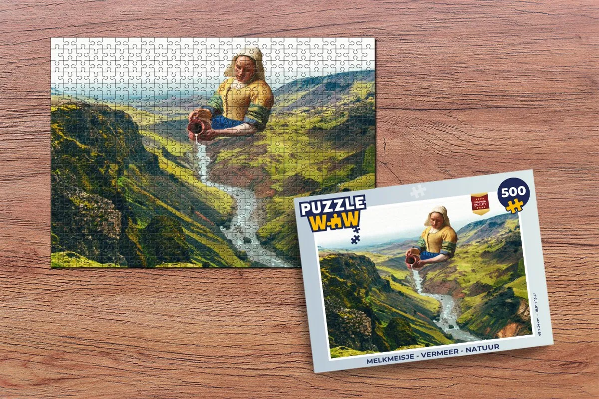 PuzzleWow Melkmeisje Vermeer Legpuzzel 500 Stuks - Multicolor