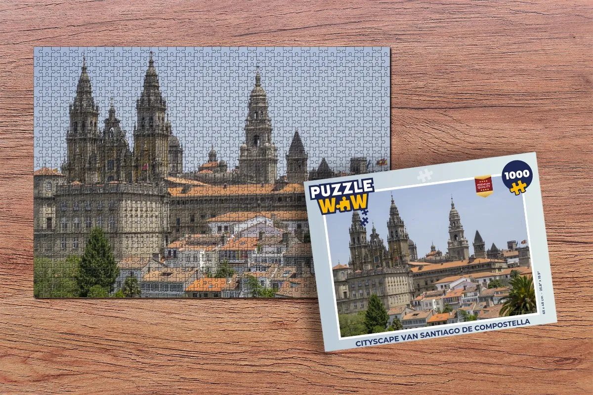 PuzzleWow Cityscape Santiago de Compostella Legpuzzel 1000 Stuks - Multicolor