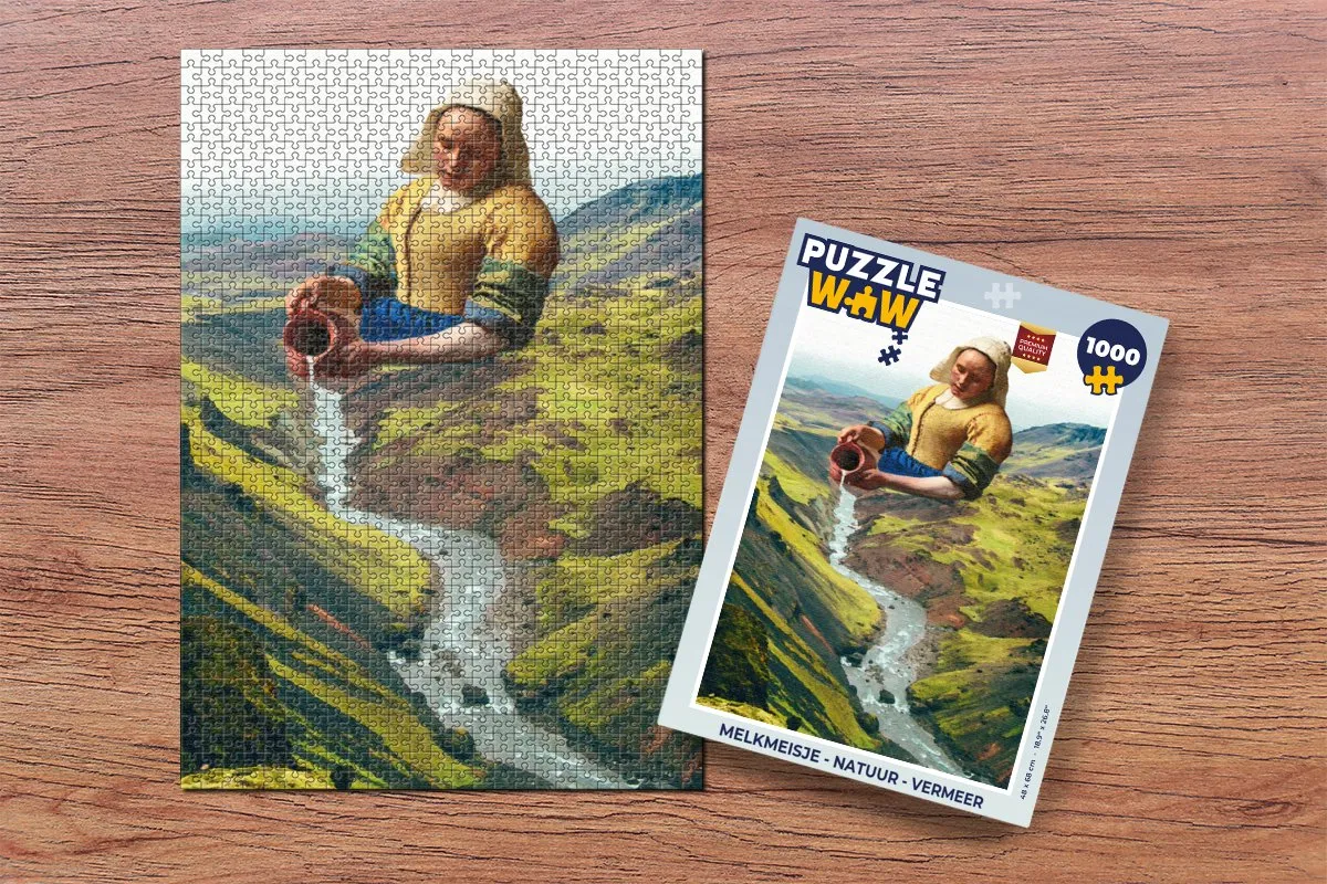 PuzzleWow Melkmeisje Vermeer Legpuzzel 1000 Stuks - Multicolor