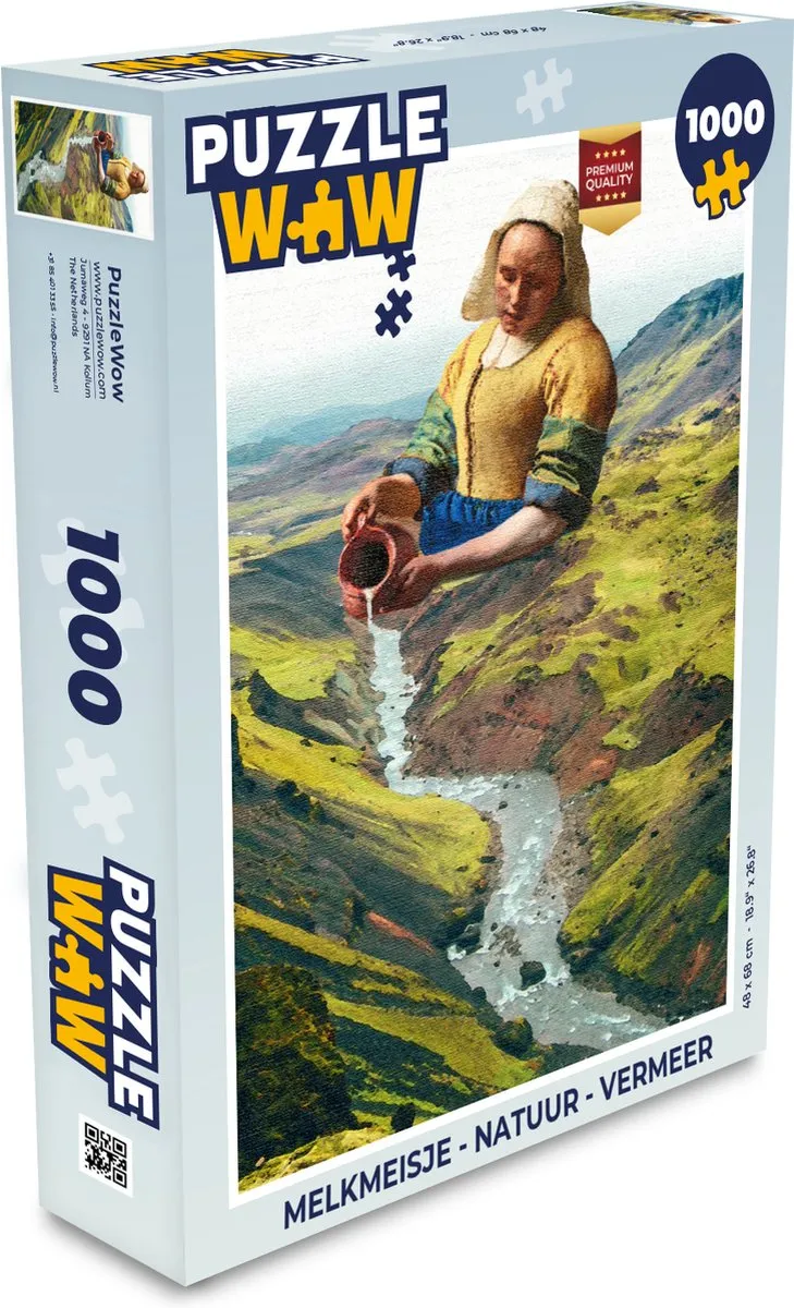 PuzzleWow Melkmeisje Vermeer Legpuzzel 1000 Stuks - Multicolor