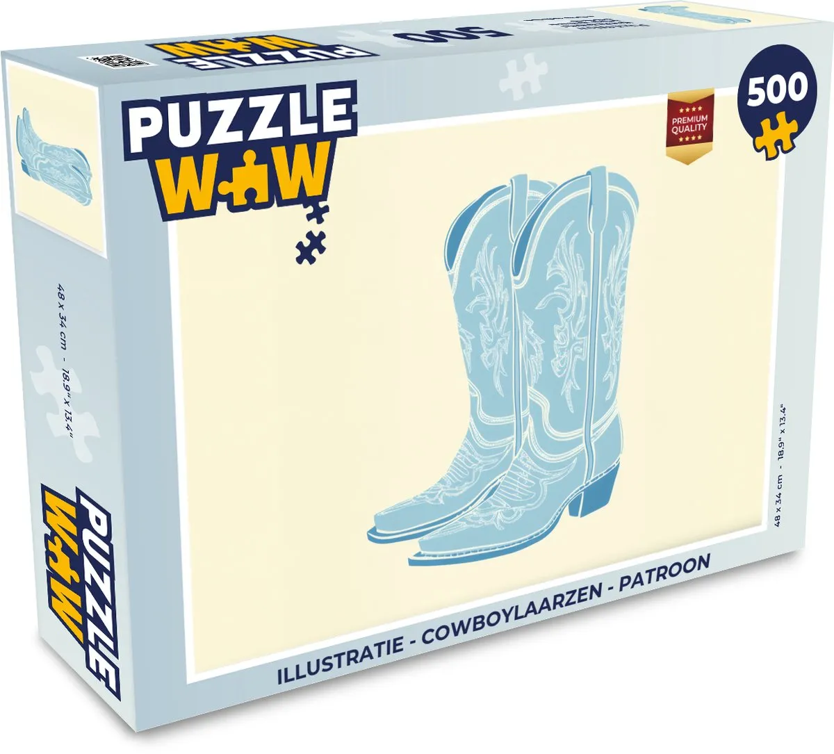 PuzzleWow Cowboylaarzen Legpuzzel 500 Stuks - Patroon
