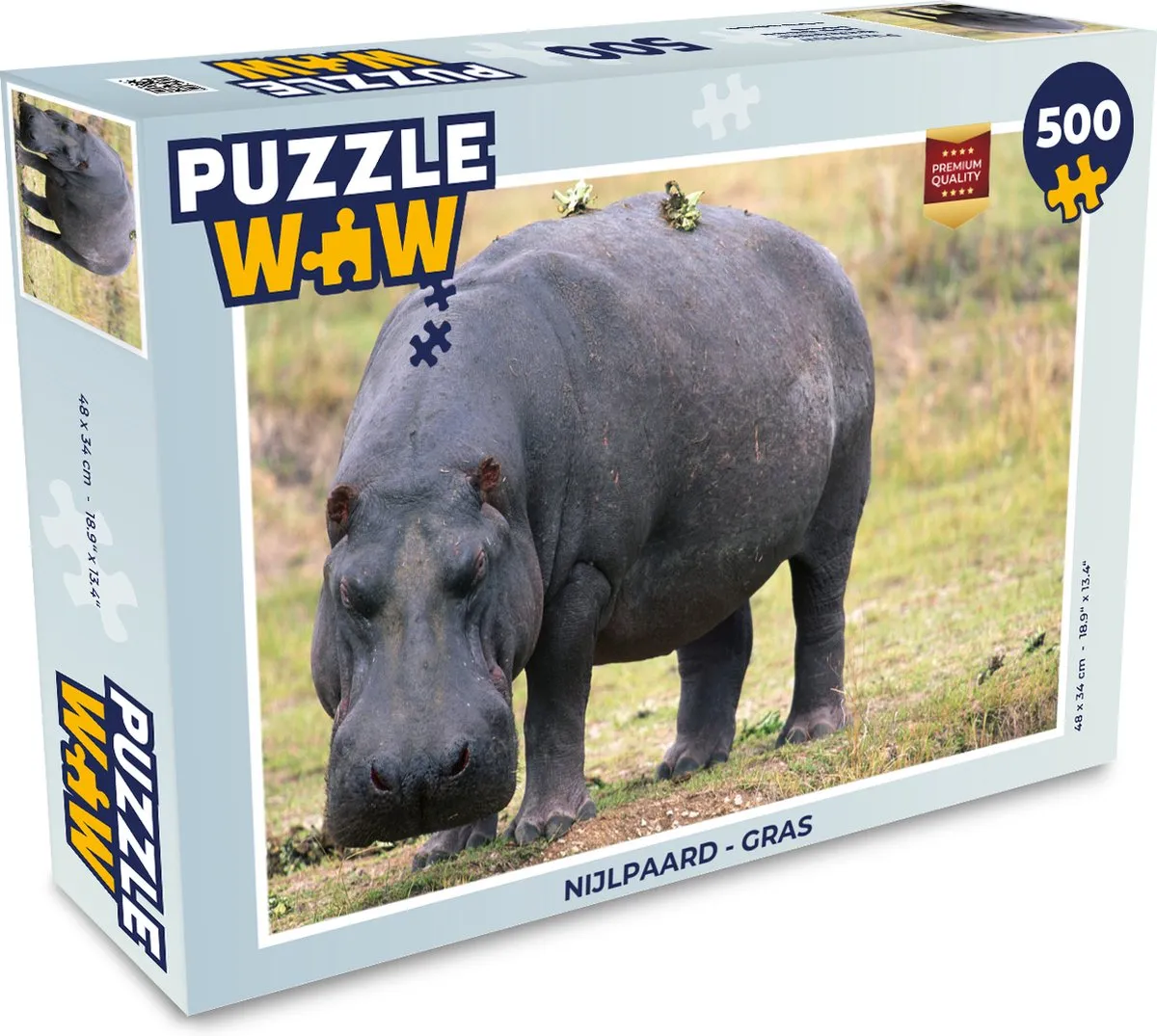 PuzzleWow Nijlpaard Legpuzzel 500 Stuks - Multicolor