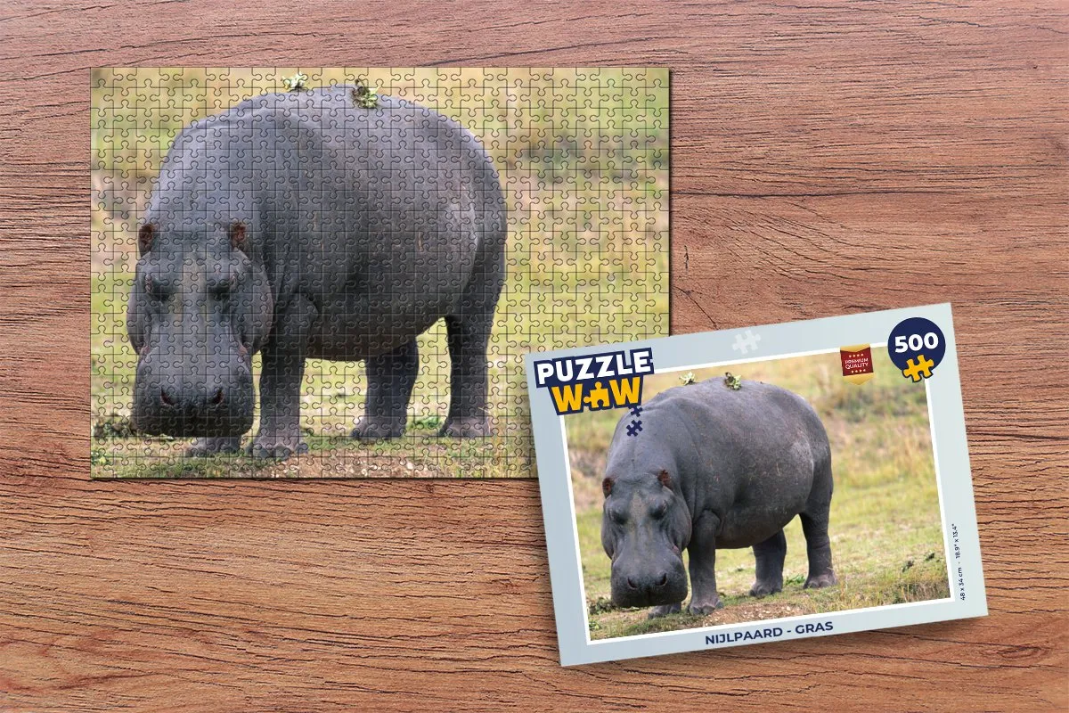 PuzzleWow Nijlpaard Legpuzzel 500 Stuks - Multicolor