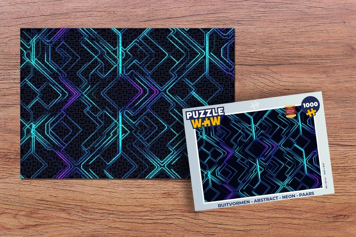PuzzleWow Ruitvormen Neon Legpuzzel 1000 Stuks - Paars