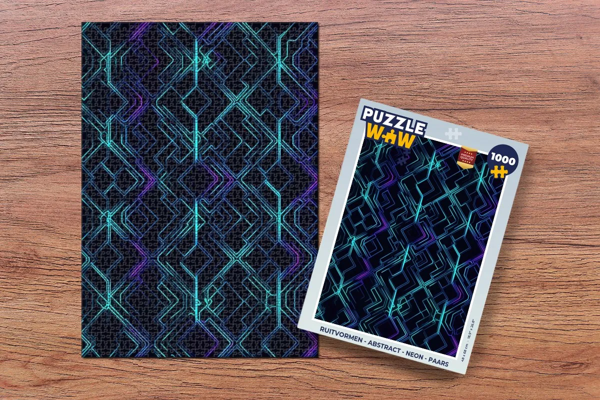 PuzzleWow Ruitvormen Neon Legpuzzel 1000 Stuks - Paars