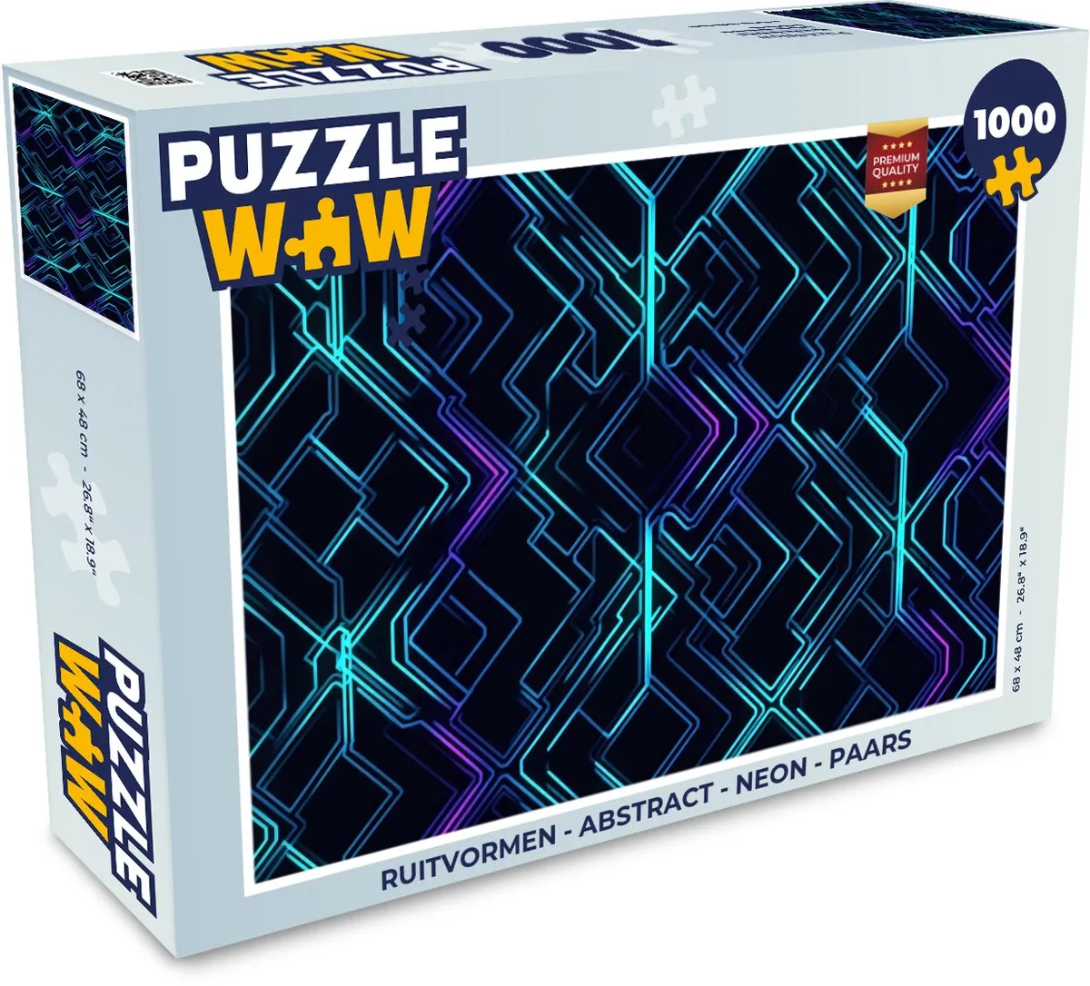 PuzzleWow Ruitvormen Neon Legpuzzel 1000 Stuks - Paars