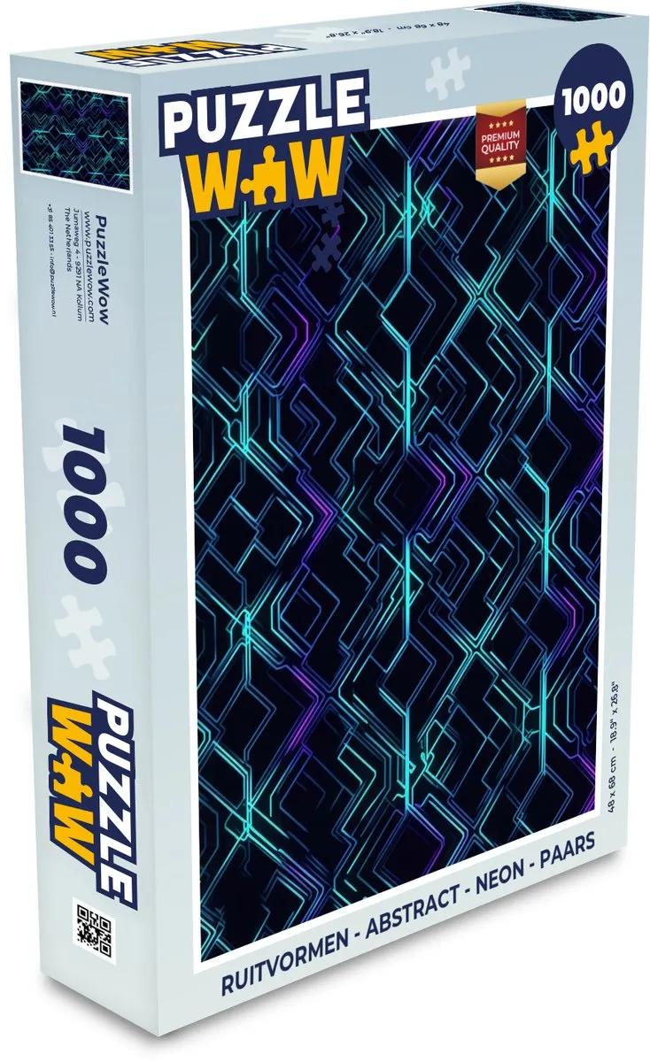 PuzzleWow Ruitvormen Neon Legpuzzel 1000 Stuks - Paars