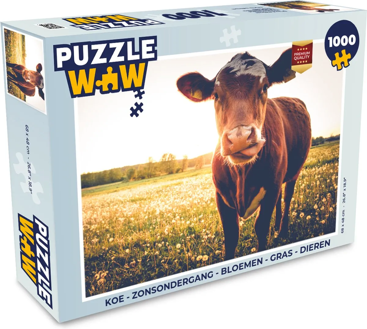 PuzzleWow Koe Zonsondergang Legpuzzel 1000 Stuks - Multicolor
