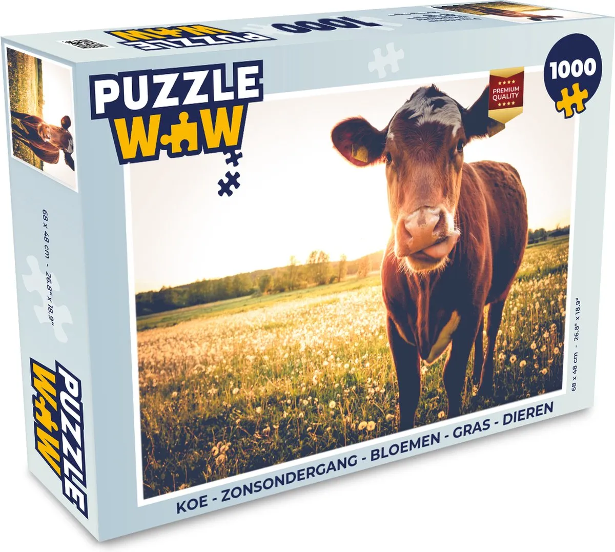 PuzzleWow Koe Zonsondergang Legpuzzel 1000 Stuks - Multicolor
