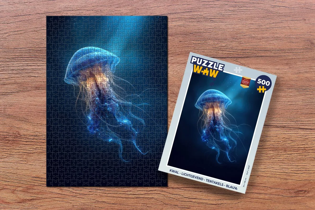 PuzzleWow Kwal Lichtgevend Puzzel 500 Stuks - Blauw