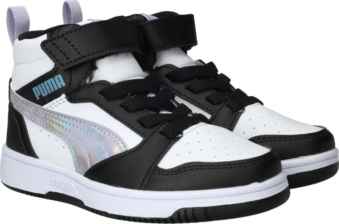 PUMA Rebound V6 Mid Meisjes Sneakers - Black/Lilac Crush/White - afbeelding 4 van 6