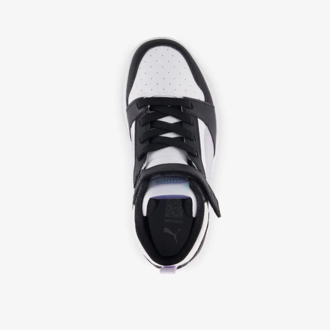 PUMA Rebound V6 Mid Meisjes Sneakers - Black/Lilac Crush/White - afbeelding 6 van 6