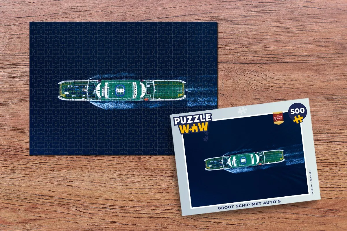 PuzzleWow Legpuzzel Groot Schip met Auto's 500 Stuks - Multicolor