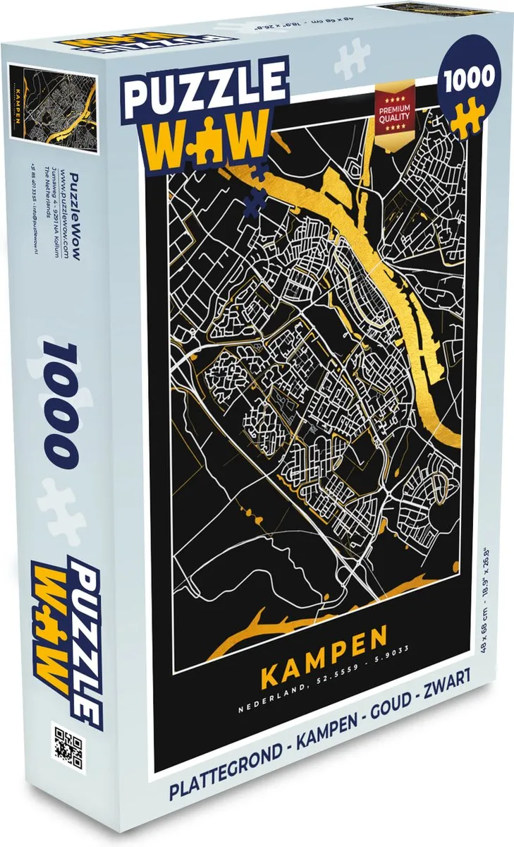 PuzzleWow Kampen Legpuzzel 1000 Stuks - Goud/Zwart