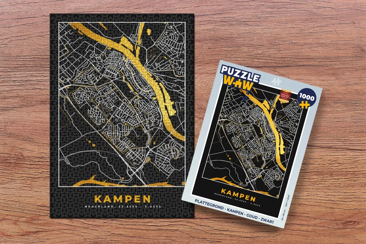 PuzzleWow Kampen Legpuzzel 1000 Stuks - Goud/Zwart
