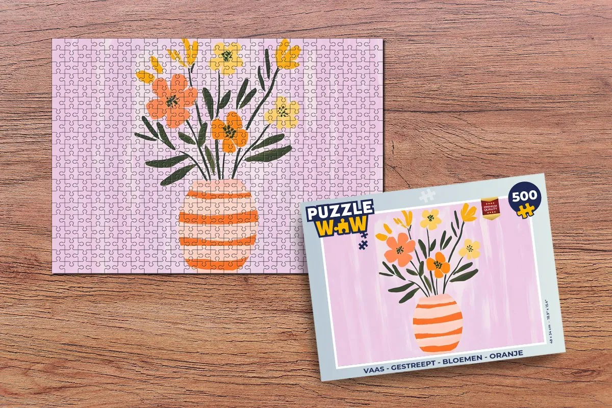 PuzzleWow Vaas Bloemen Legpuzzel 500 Stuks - Oranje - MPN 8721374597638