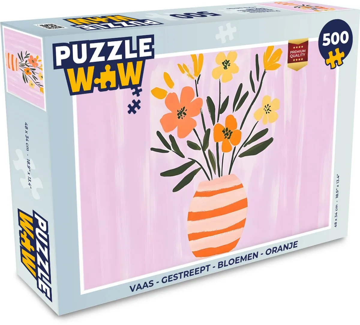 PuzzleWow Vaas Bloemen Legpuzzel 500 Stuks - Oranje - MPN 8721374597638