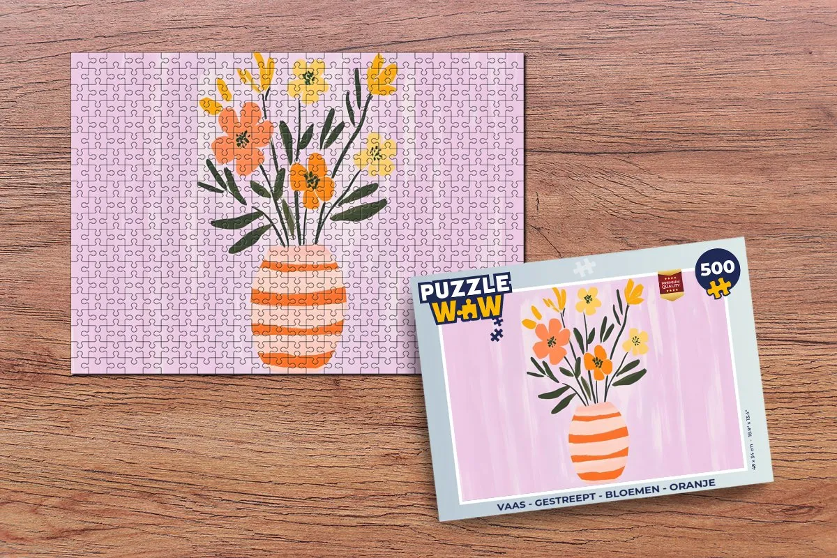 PuzzleWow Vaas Bloemen Legpuzzel 500 Stuks - Oranje - MPN 8721374597638