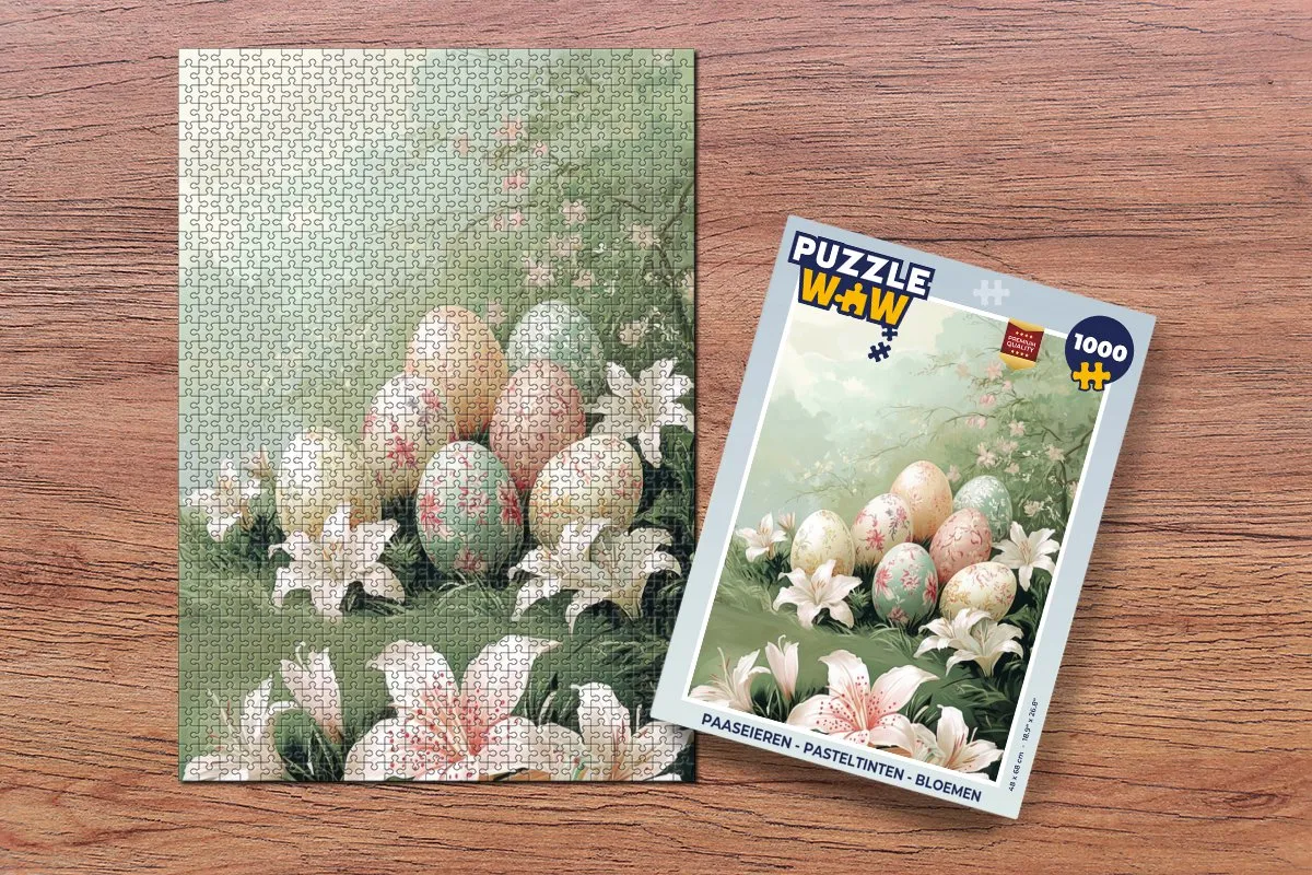 PuzzleWow Paaseieren Legpuzzel 1000 Stuks - Pasteltinten/Vintage Groen