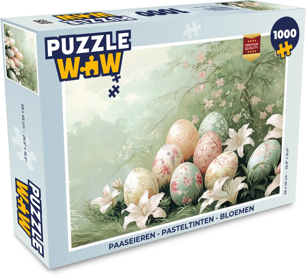 PuzzleWow Paaseieren Legpuzzel 1000 Stuks - Pasteltinten/Vintage Groen