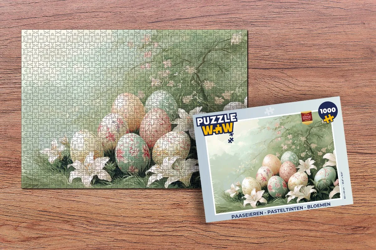 PuzzleWow Paaseieren Legpuzzel 1000 Stuks - Pasteltinten/Vintage Groen