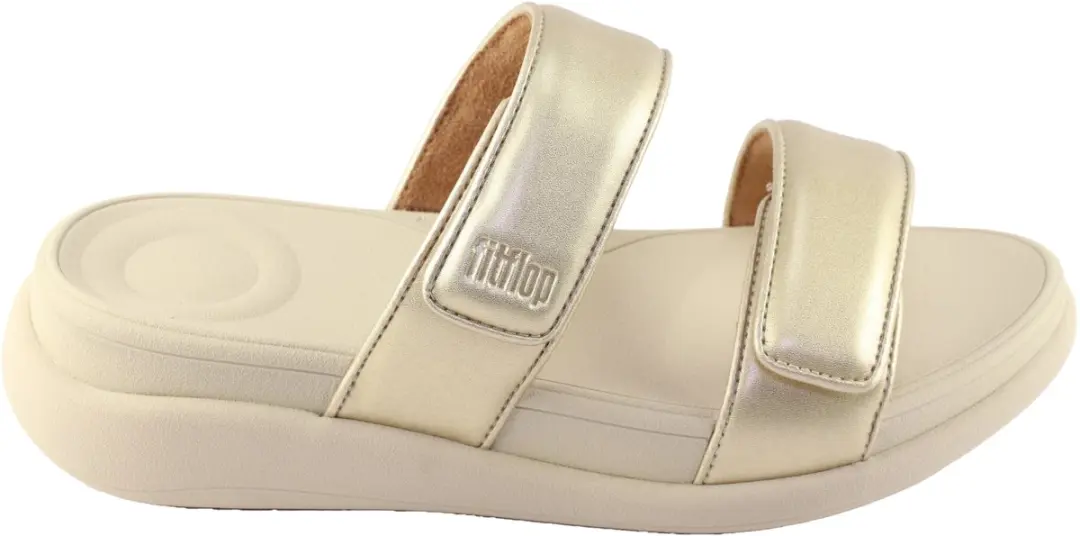 Fitflop F-Mode Two Bar Slides.Platino