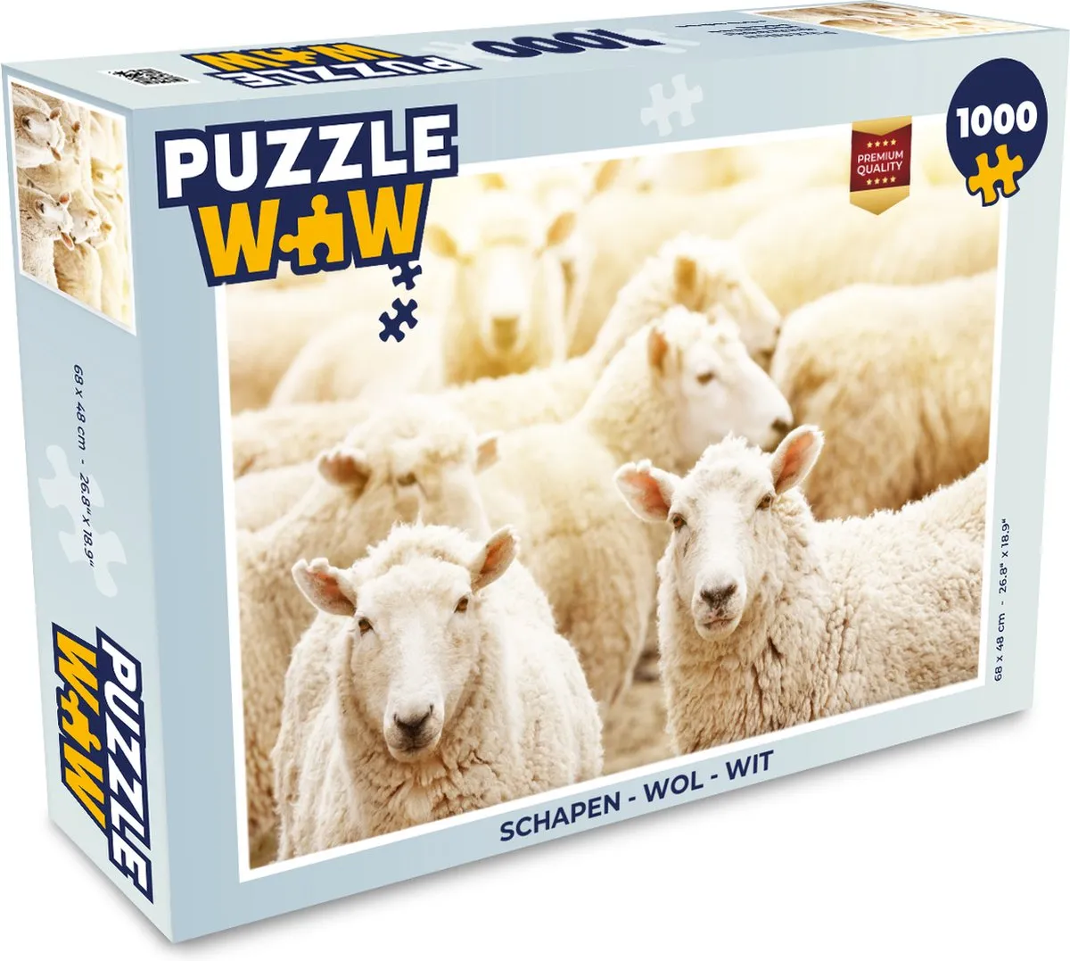 PuzzleWow Wol Puzzel 1000 Stuks - Wit