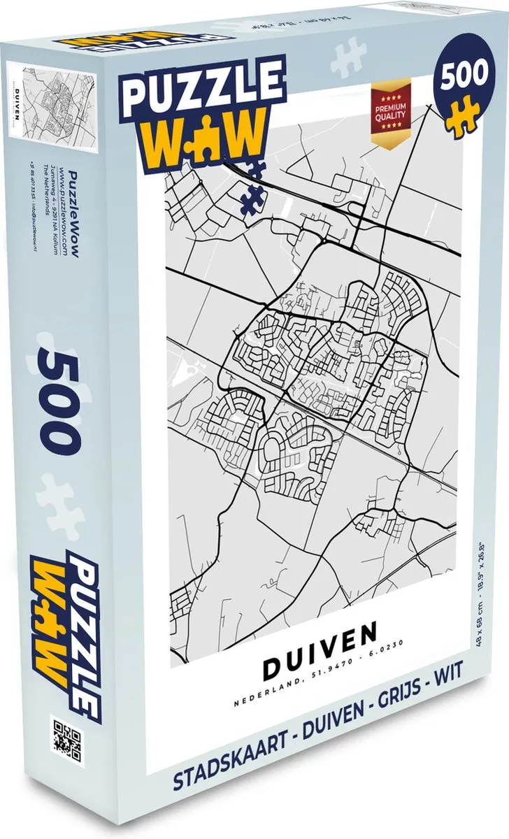 PuzzleWow Stadskaart Duiven Legpuzzel 500 Stuks