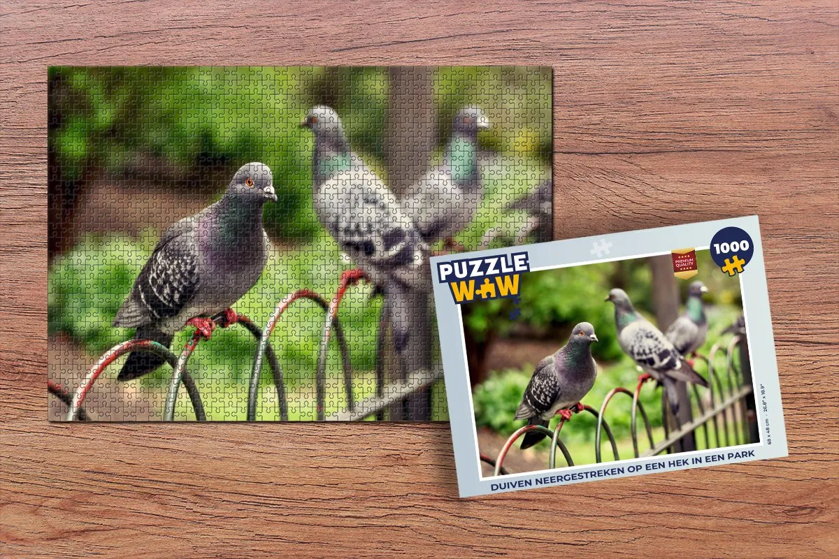 PuzzleWow Legpuzzel Duiven op een hek 1000 Stuks