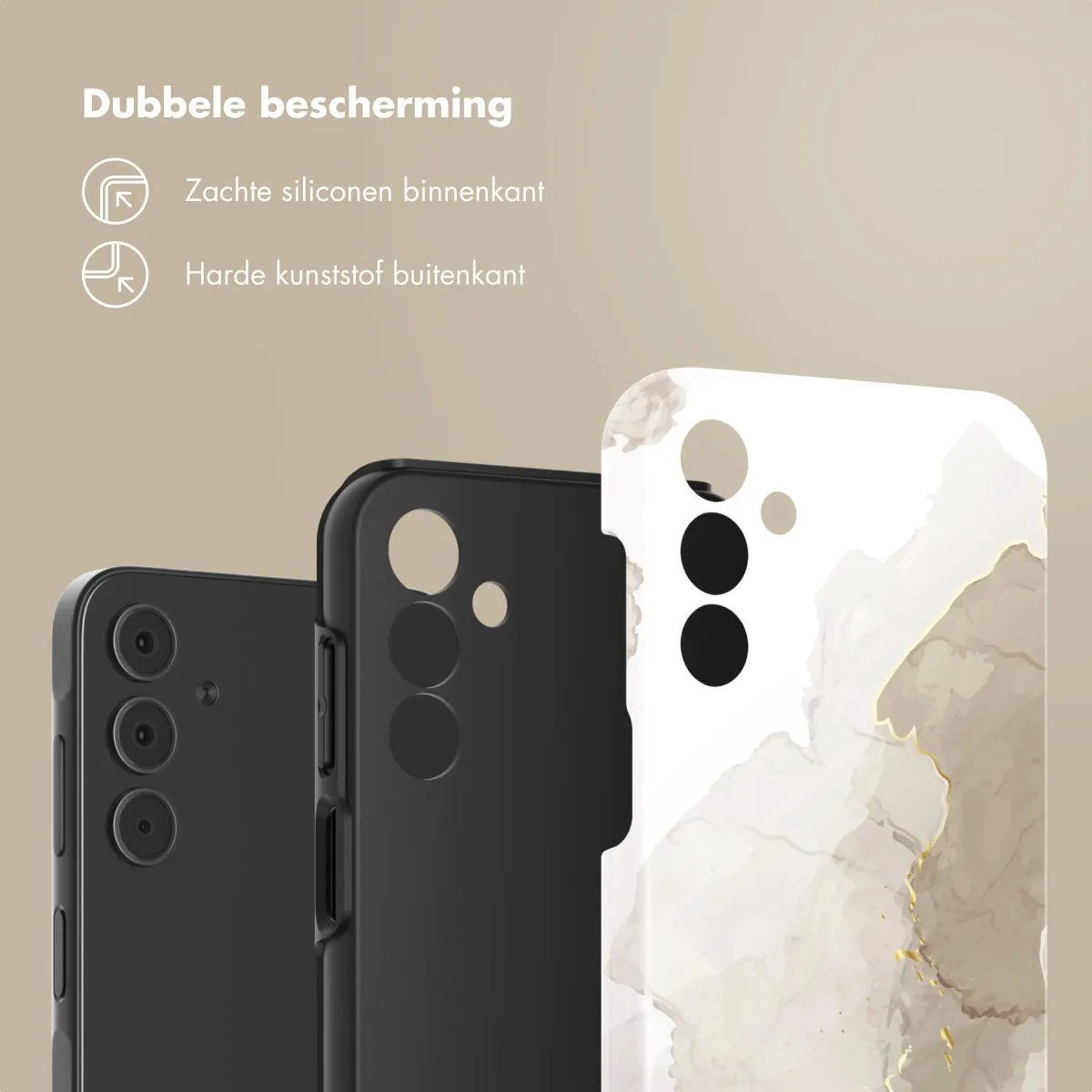 Selencia Hoesje Samsung Galaxy A15 - Marble Light Brown