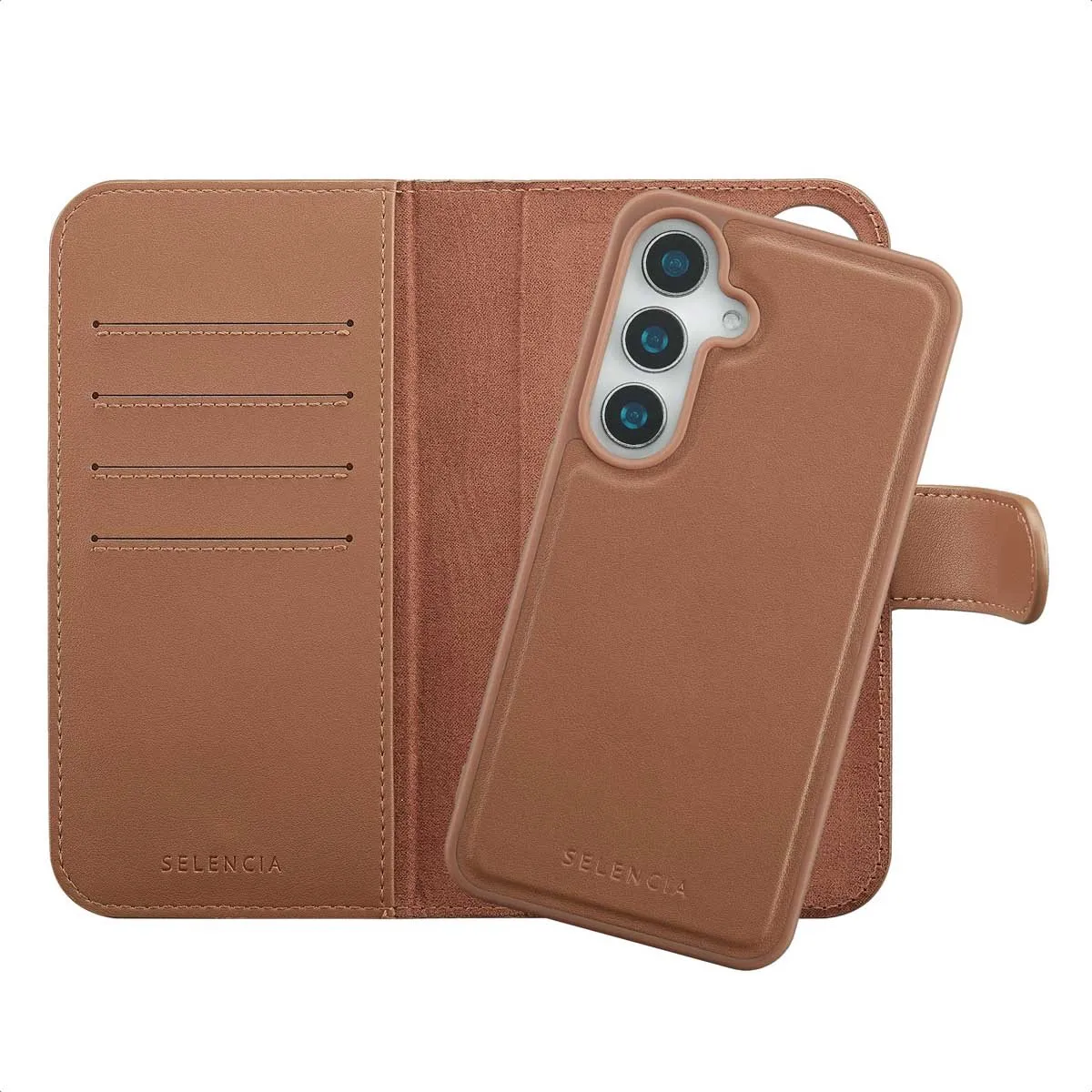 Selencia Olyn Bookcase Hoesje Samsung Galaxy S24/S25 - 6 Pasjes - Bruin