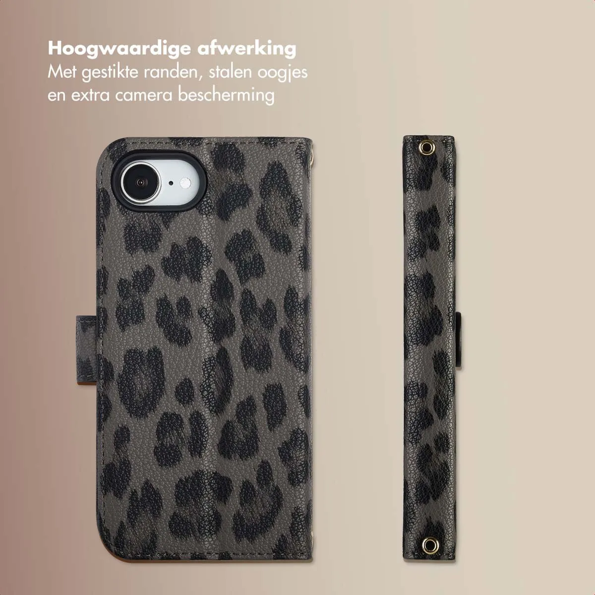 Selencia Sabi Bookcase Hoesje iPhone 16e - 3 Pasjes - Zwart - afbeelding 6 van 6