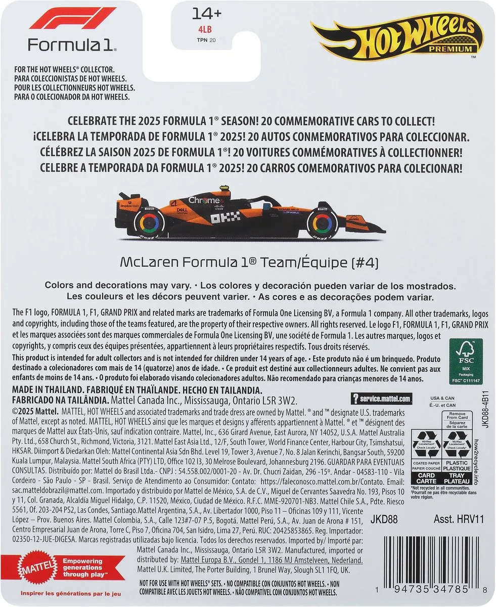 Hot Wheels Premium F1 McLaren Lando Norris JKD88