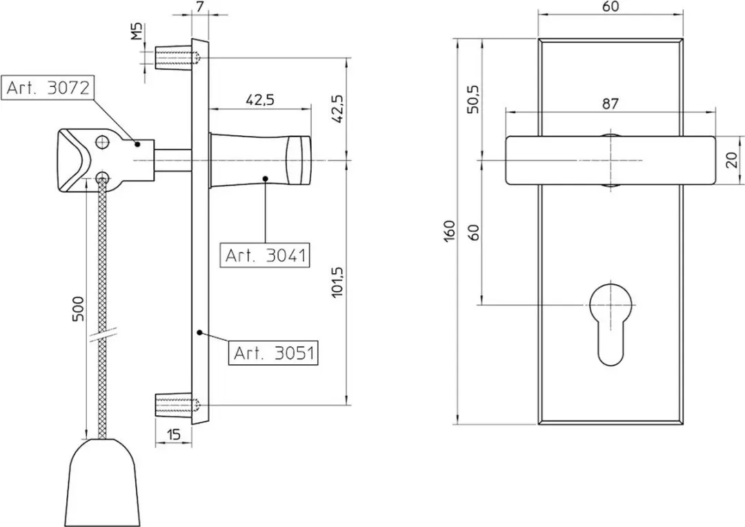 Nemef Langschild Garnituur 3023 - Aluminium F1
