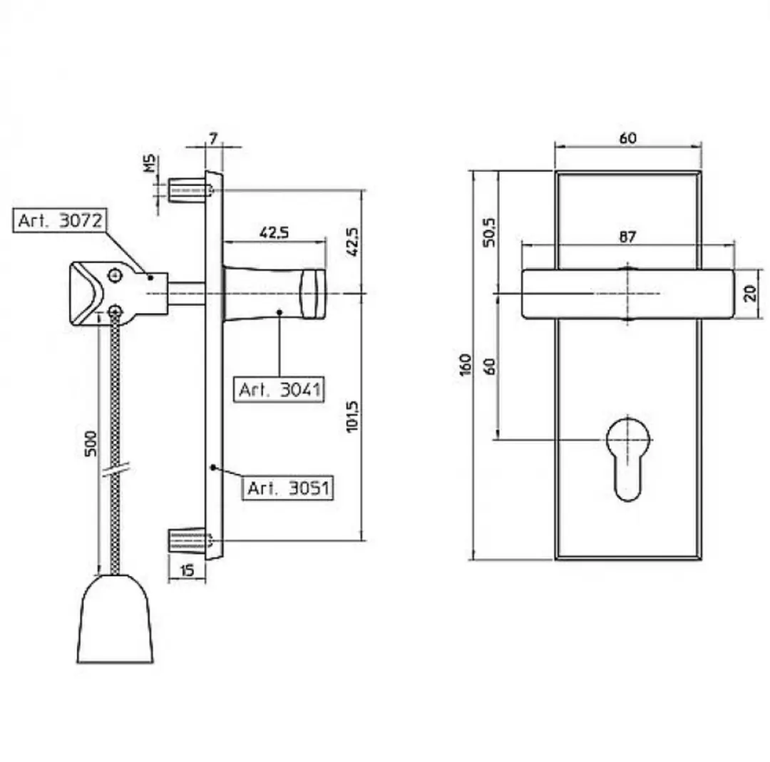 Nemef Langschild Garnituur 3023 - Aluminium F1