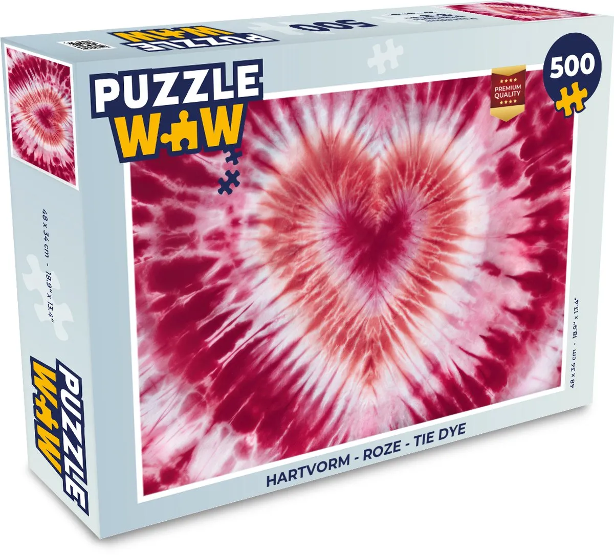 PuzzleWow Hartvorm Tie Dye Legpuzzel 500 Stuks