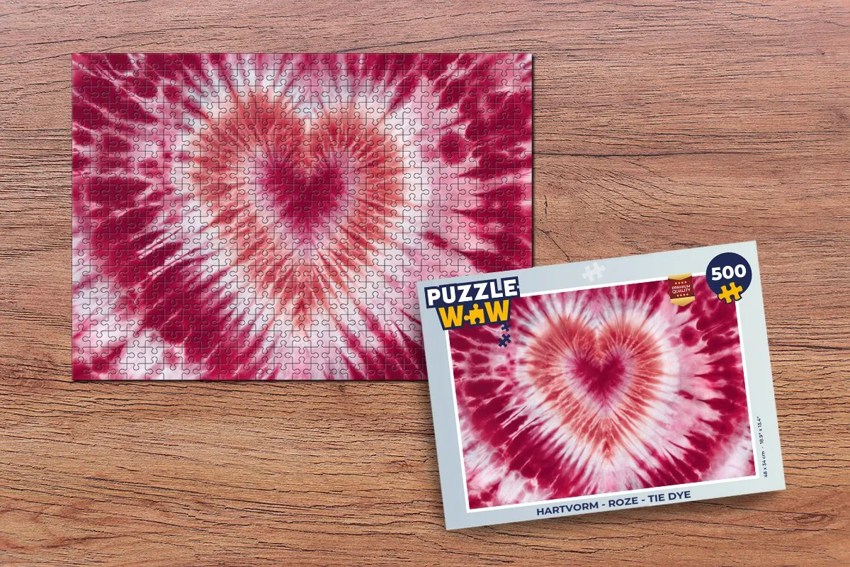 PuzzleWow Hartvorm Tie Dye Legpuzzel 500 Stuks - 8721406845652
