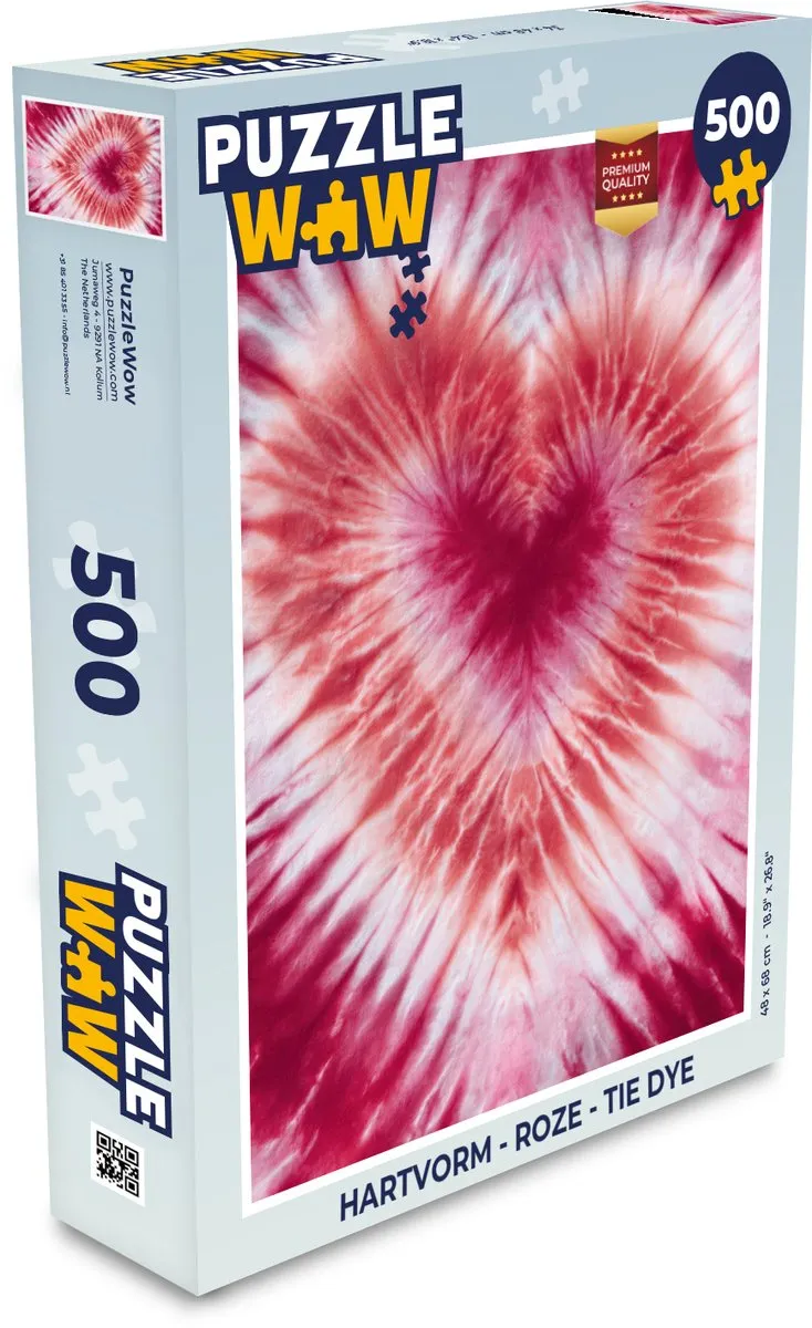 PuzzleWow Hartvorm Tie Dye Legpuzzel 500 Stuks - 8721406845652