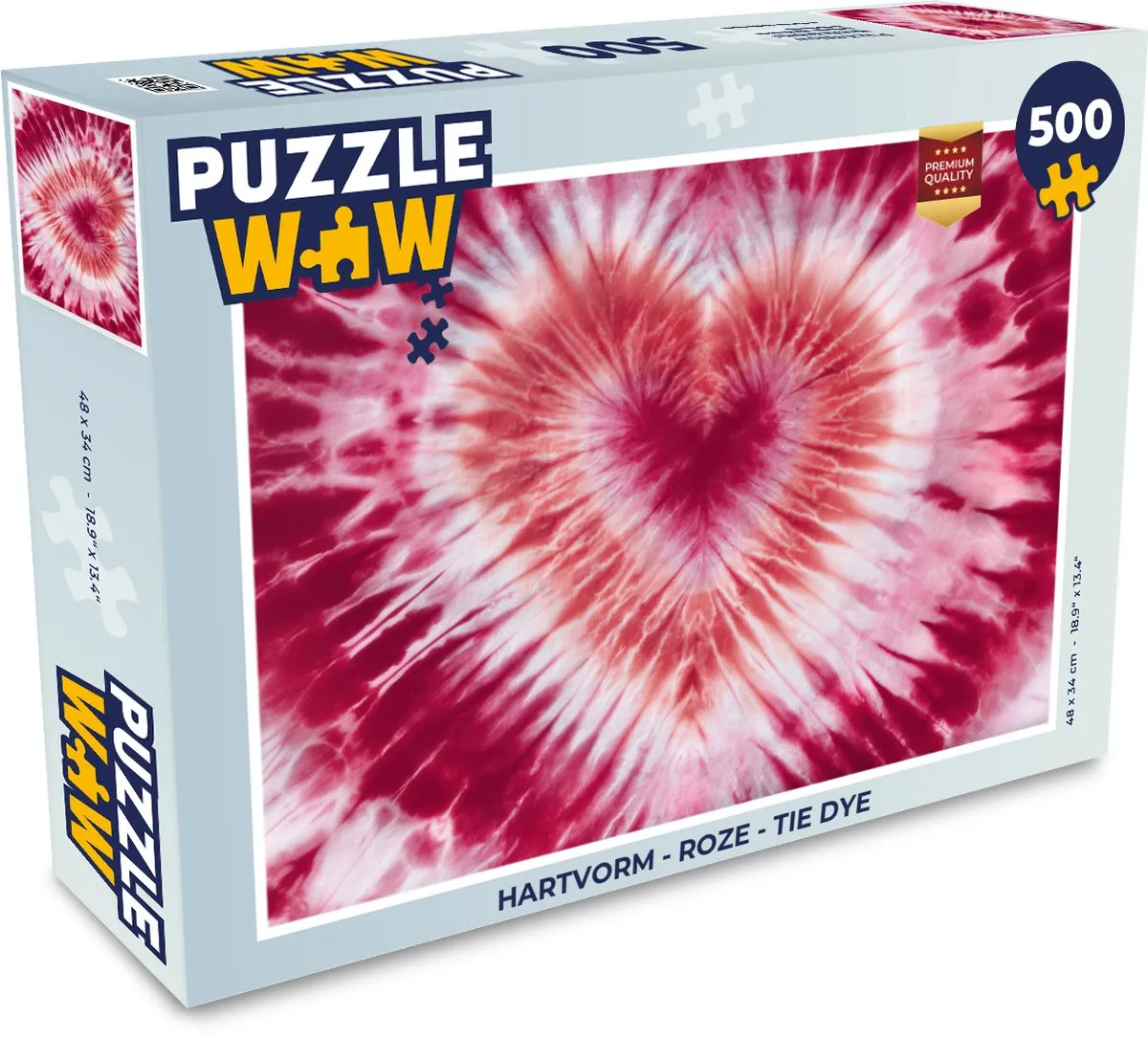 PuzzleWow Hartvorm Tie Dye Legpuzzel 500 Stuks - 8721406845652