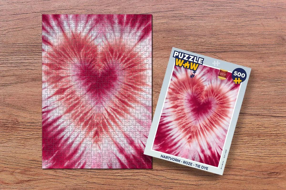 PuzzleWow Hartvorm Tie Dye Legpuzzel 500 Stuks - 8721406845652