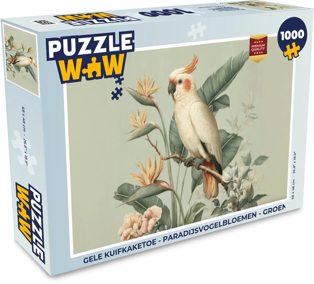 PuzzleWow Legpuzzel Gele Kuifkaketoe 1000 Stuks - Paradijsvogelbloemen