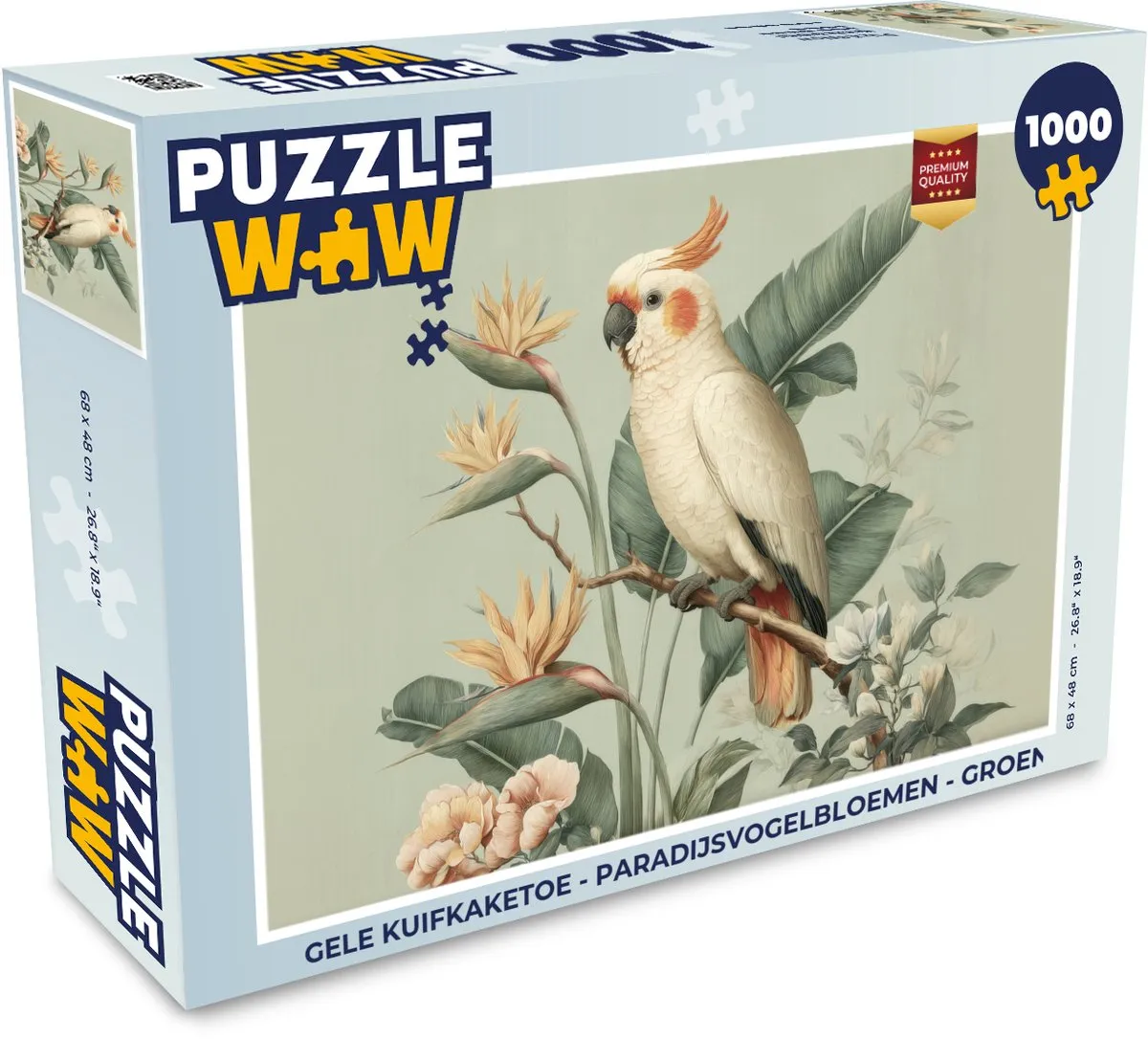 PuzzleWow Legpuzzel Gele Kuifkaketoe 1000 Stuks - Paradijsvogelbloemen