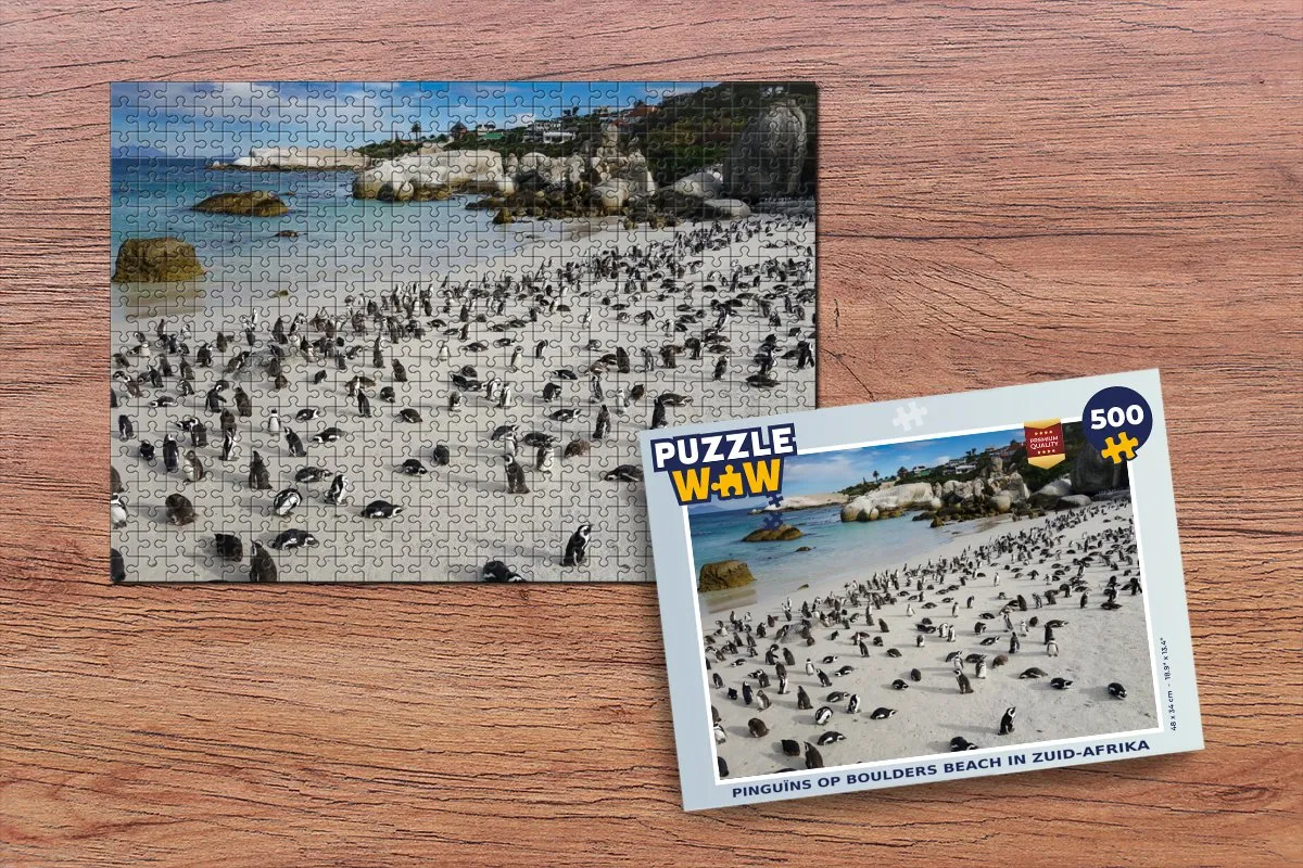 PuzzleWow Pinguïns op Boulders Beach Legpuzzel 500 Stuks - Multicolor