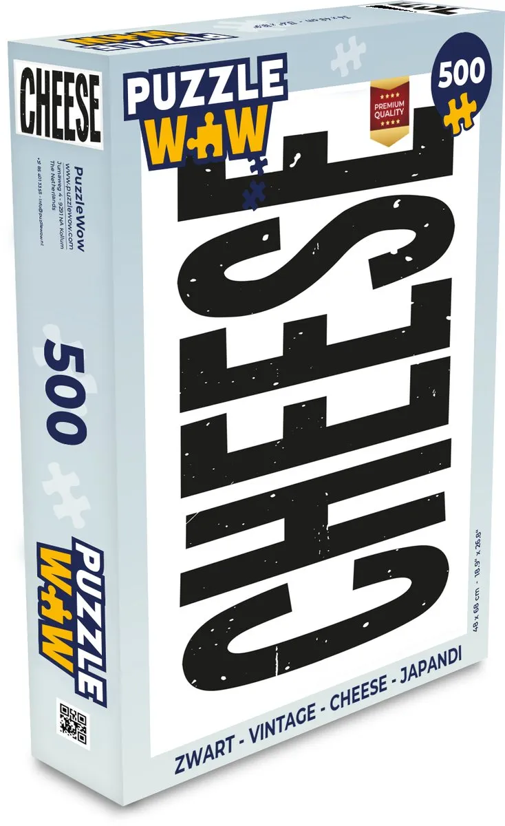 PuzzleWow Cheese Zwart Legpuzzel 500 Stuks