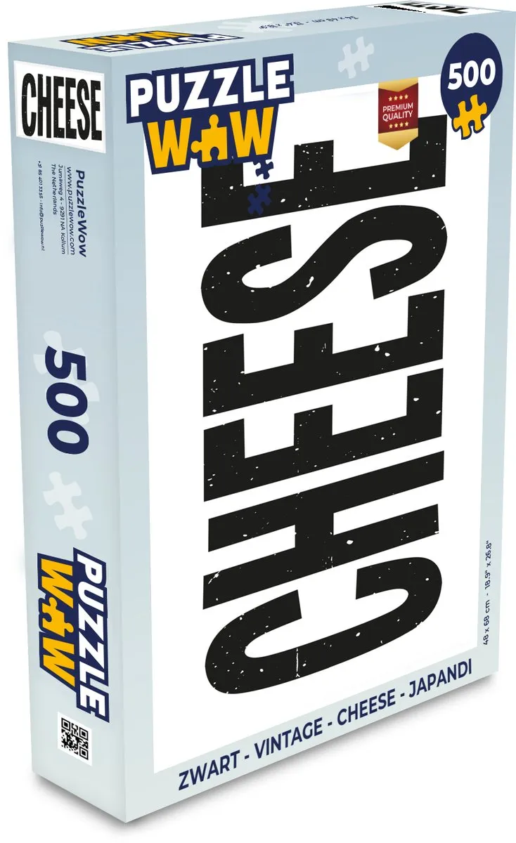 PuzzleWow Cheese Zwart Legpuzzel 500 Stuks - Japandi