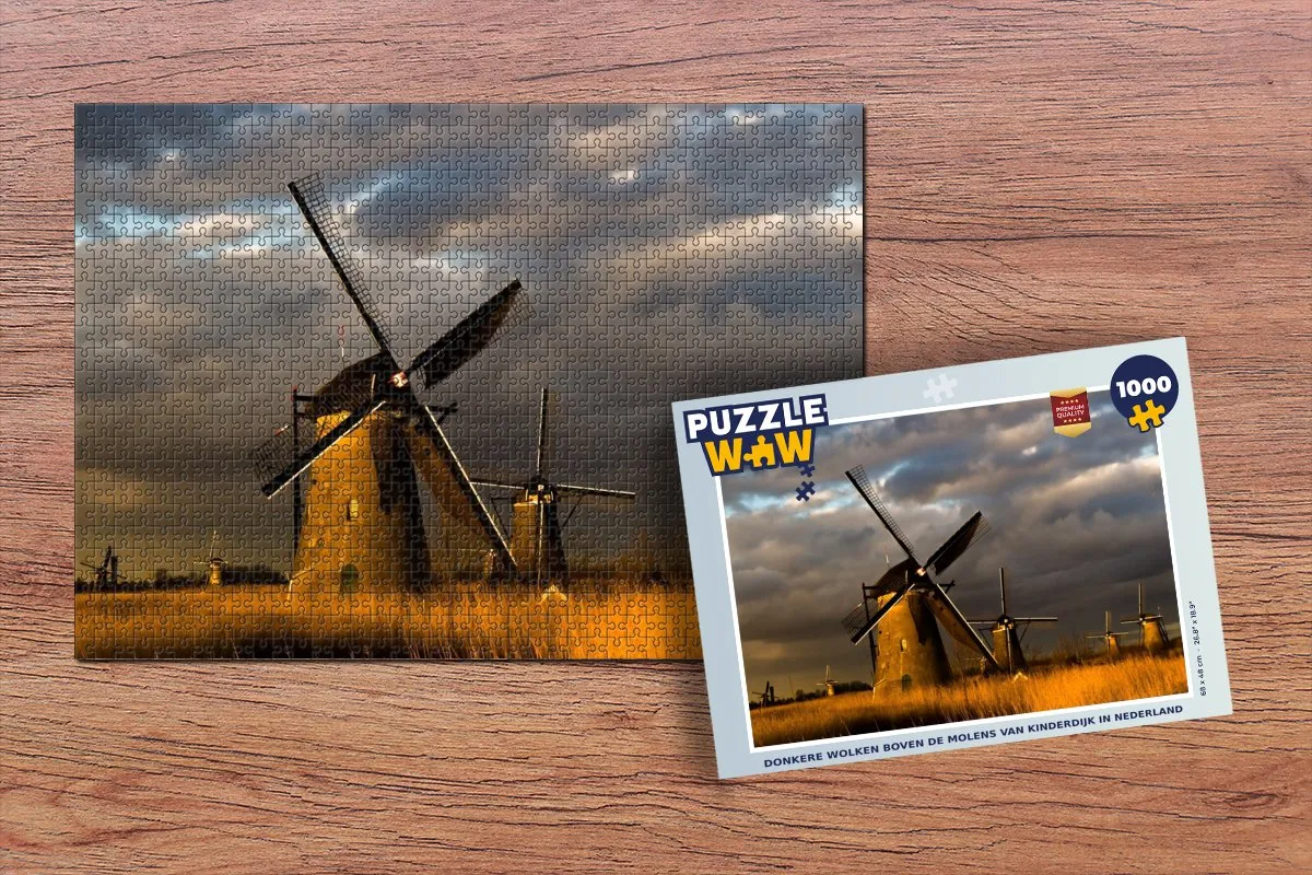 PuzzleWow Molen Nacht Legpuzzel 1000 Stuks - Multicolor