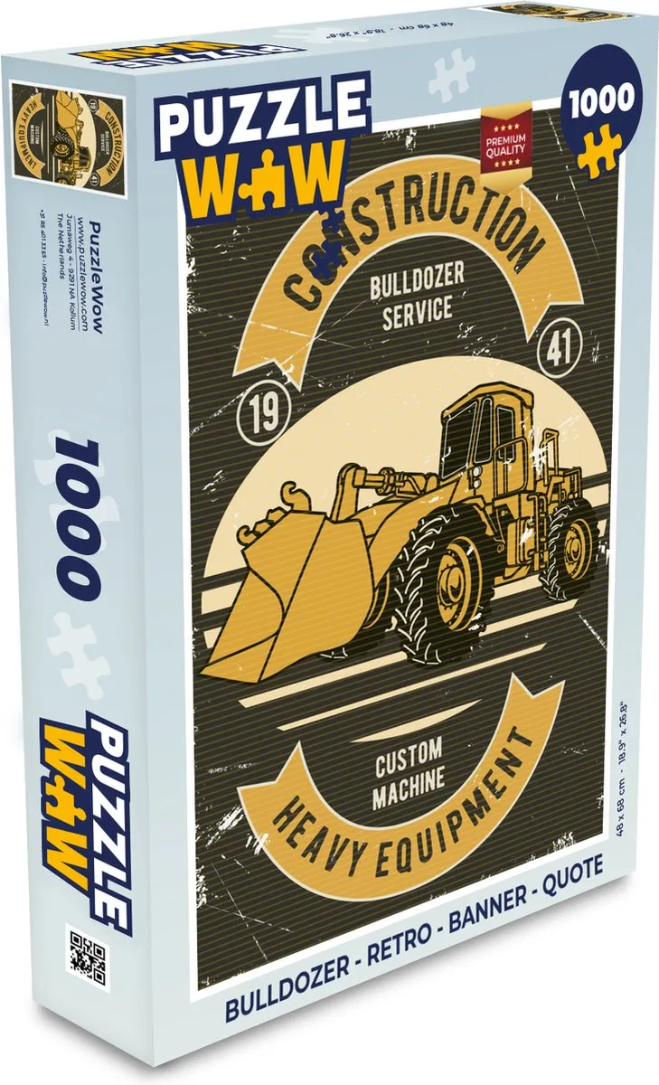 PuzzleWow Bulldozer Legpuzzel 1000 Stuks - Multicolor