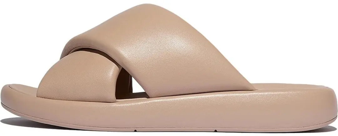 FitFlop Damessandalen Iqushion D-Luxe gewatteerde leren slippers JB5